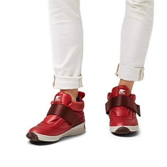 Sorel Shoes - SOREL Out N About Waterproof Red Dahlia Spring Puffy Tennis Shoe Womens 8